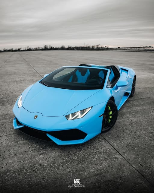 Matte blue Lamborghini Huracán Spyder